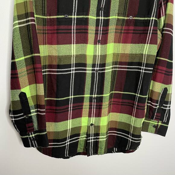 Cheap Monday Plaid Flannel Button-Down Shirt Long Sleeve Small - Picture 2 of 4